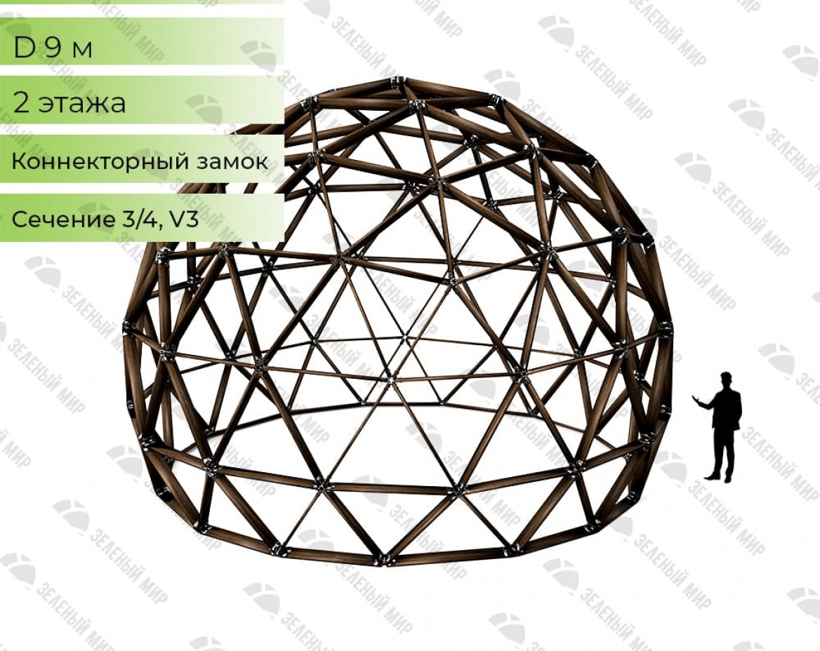 Геодезический купольный каркас G9 49м2 под ключ | Зеленый Мир